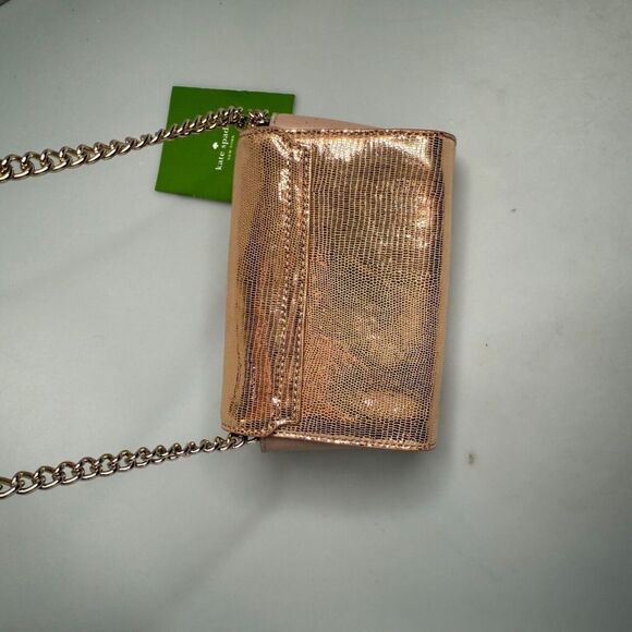 Kate Spade Gold Leather Montford Park Exotic w/Bow Crossbody Handbag $195 -NWD - Picture 9 of 16